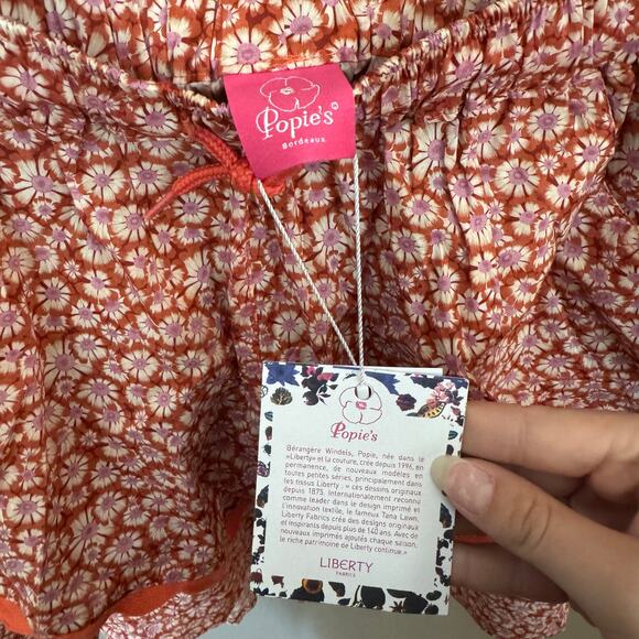 NWT POPIES BOUTIQUE Set With Liberty Fabric Orange and Pink Size M/XL light - Picture 5 of 8